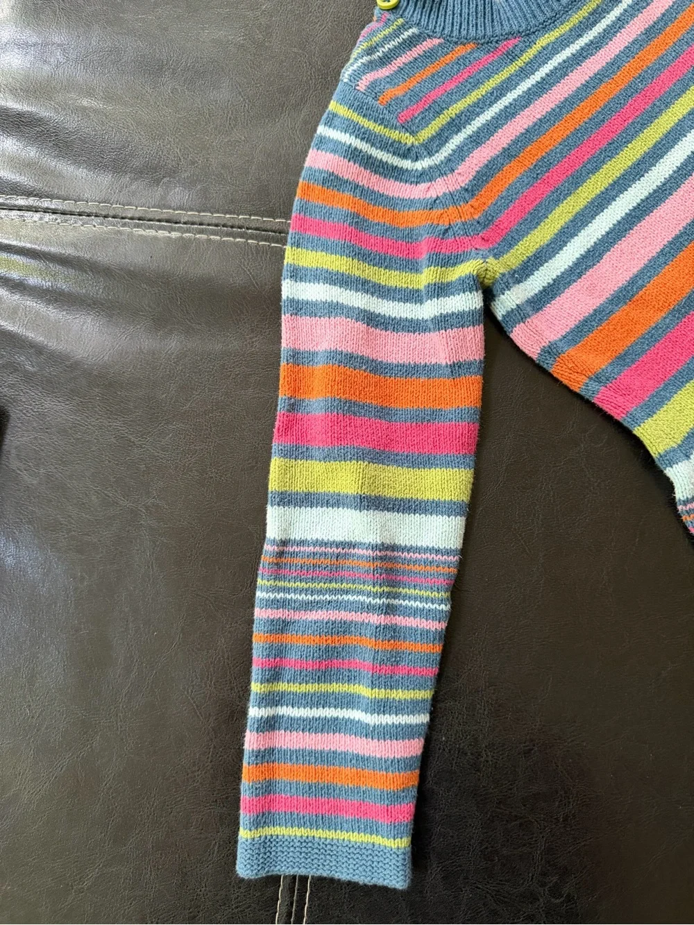 Gymboree - Girl’s Multicolor Striped Knit Dress with Button Shoulders
